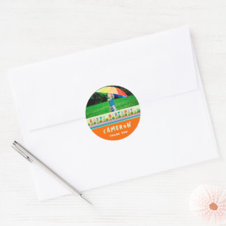 Colourful Happy Birthday Train Kid's Birthday Phot Classic Round Sticker