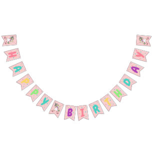 Colourful Happy Birthday Unicorn Dabbing Bunting