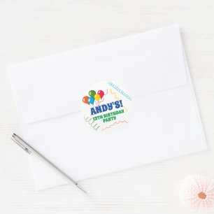 Colourful Happy Birthday with Balloons Classic Round Sticker