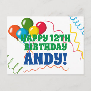 Colourful Happy Birthday with Balloons Postcard