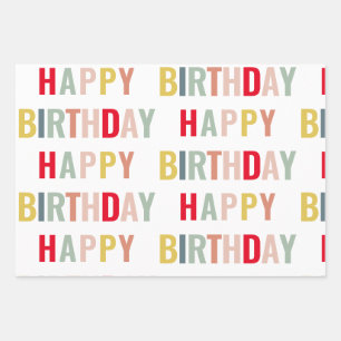 Colourful Happy Birthday  Wrapping Paper Sheet