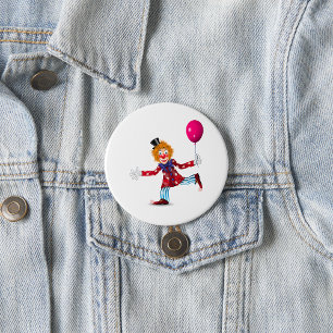 Colourful Happy Clown with Balloon Fun Circus 7.5 Cm Round Badge