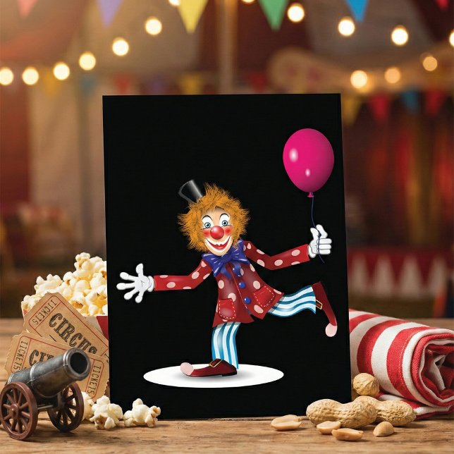 Colourful Happy Clown with Balloon Fun Circus  Invitation (Creator Uploaded)
