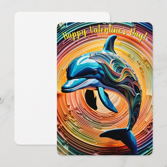 Colourful Happy Dolphin Valentines Day (Front/Back)