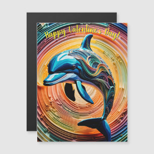 Colourful Happy Dolphin Valentines Day