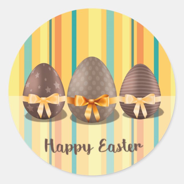 Colourful Happy Easter, Choco Easter Eggs Classic Round Sticker (Front)