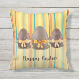 Colourful Happy Easter, Choco Easter Eggs Outdoor Cushion