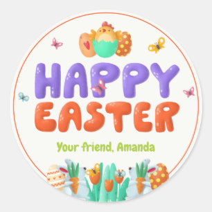 Colourful Happy Easter  Classic Round Sticker