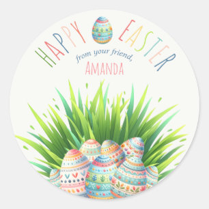 Colourful Happy Easter Classic Round Sticker