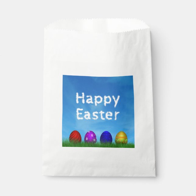 Colourful Happy Easter Eggs Favour Bags (Front)