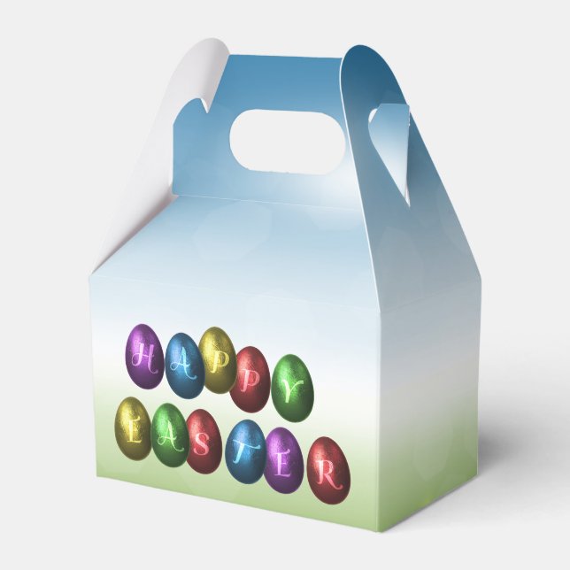 Colourful Happy Easter Eggs Favour Box (Front Side)