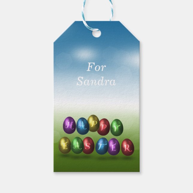 Colourful Happy Easter Eggs Gift Tags (Front)