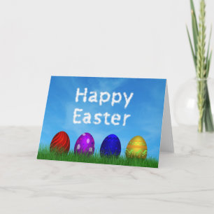 Colourful Happy Easter Eggs Holiday Greeting Card