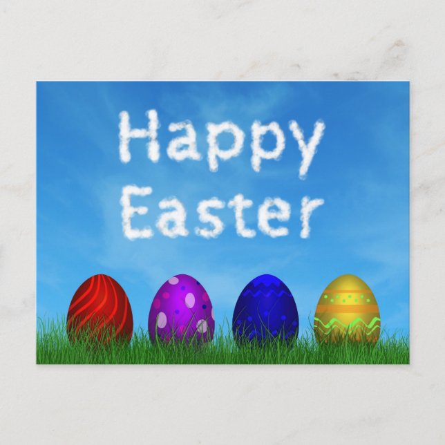 Colourful Happy Easter Eggs Holiday Postcard (Front)