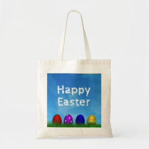Colourful Happy Easter Eggs Tote Bag