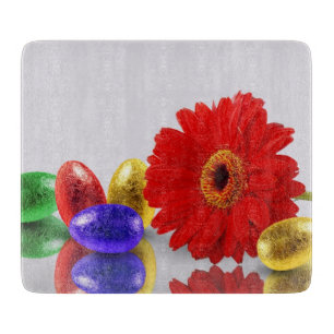 Colourful Happy Easter Eggs with Gerbera Cutting Board