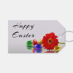 Colourful Happy Easter Eggs with Gerbera Gift Tags