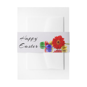 Colourful Happy Easter Eggs with Gerbera Invitation Belly Band
