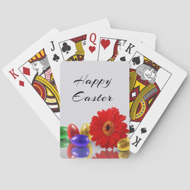 Colourful Happy Easter Eggs with Gerbera Playing Cards (Back)