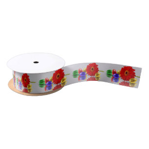 Colourful Happy Easter Eggs with Gerbera Satin Ribbon