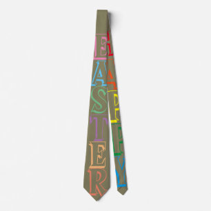Colourful Happy Easter Greeting Text Tie