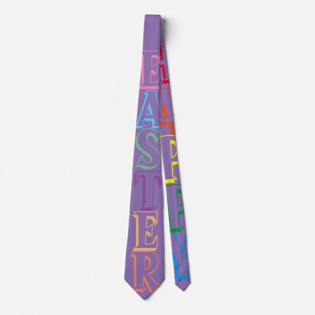Colourful Happy Easter Greeting Text Tie (Front)