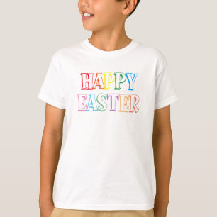 Colourful Happy Easter Greeting Typography T-Shirt