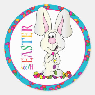 Colourful Happy Easter Jelly Beans Classic Round Sticker