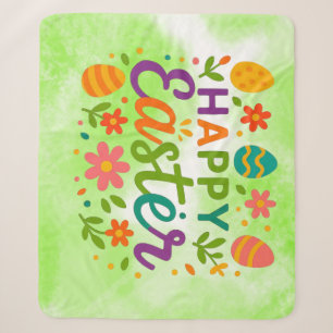 Colourful Happy Easter   Sherpa Blanket