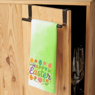Colourful Happy Easter   Tea Towel