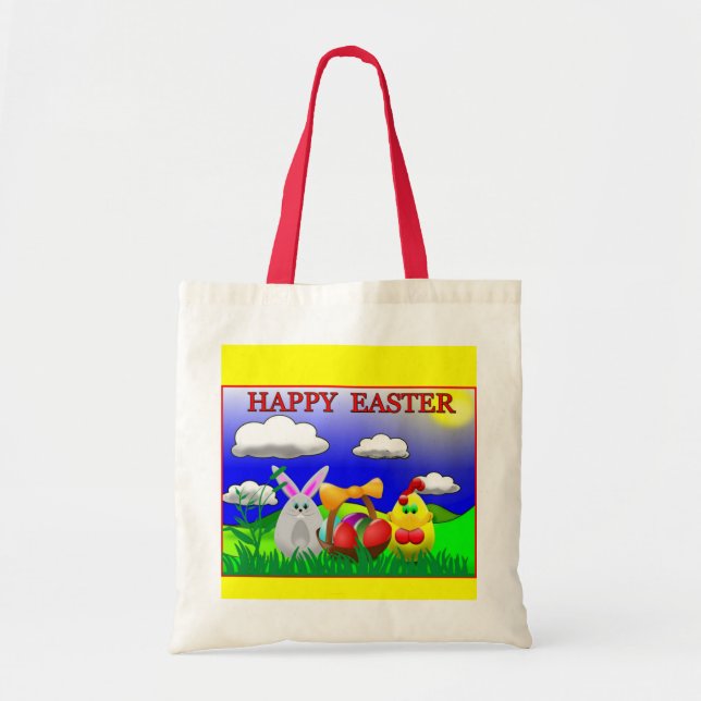 Colourful Happy Easter Tote Bag (Front)