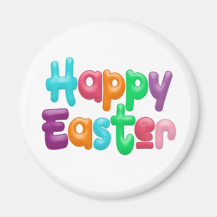 Colourful Happy Easter Typography Magnet