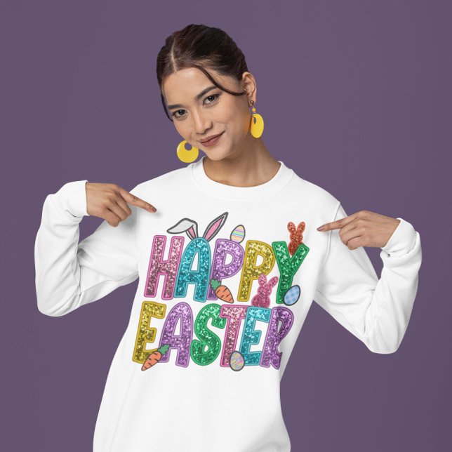 Colourful Happy Easter Typography  Sweatshirt (Creator Uploaded)