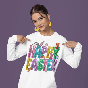 Colourful Happy Easter Typography  Sweatshirt