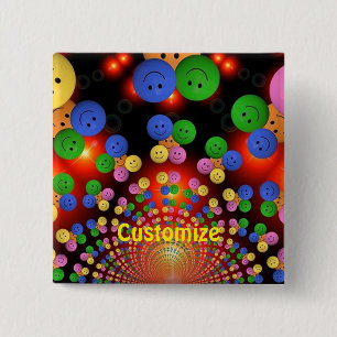 Colourful Happy Face Spiral Button