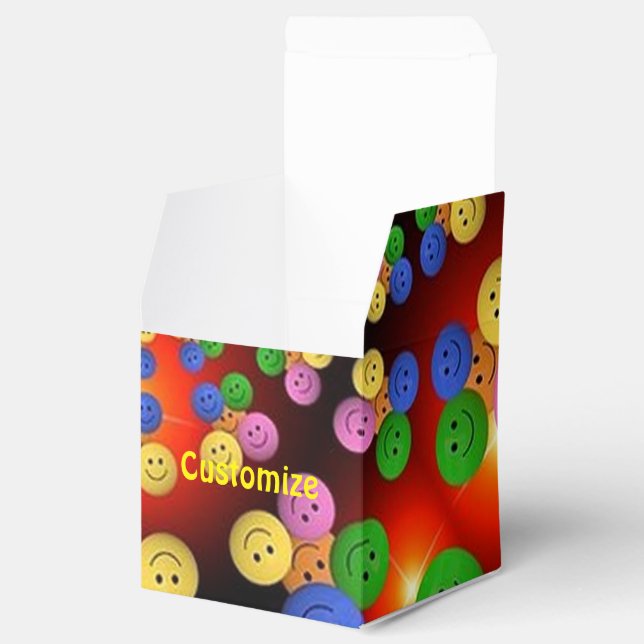 Colourful Happy Face Spiral Cube Favour Box (Opened)