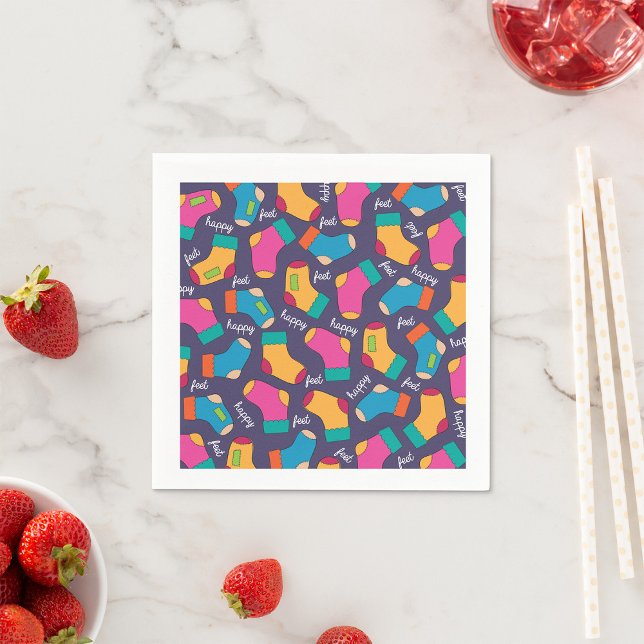 Colourful Happy Feet Socks Pattern Napkin (Creator Uploaded)