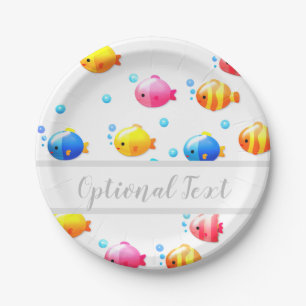 Colourful Happy Fish with Bubbles  Paper Plate