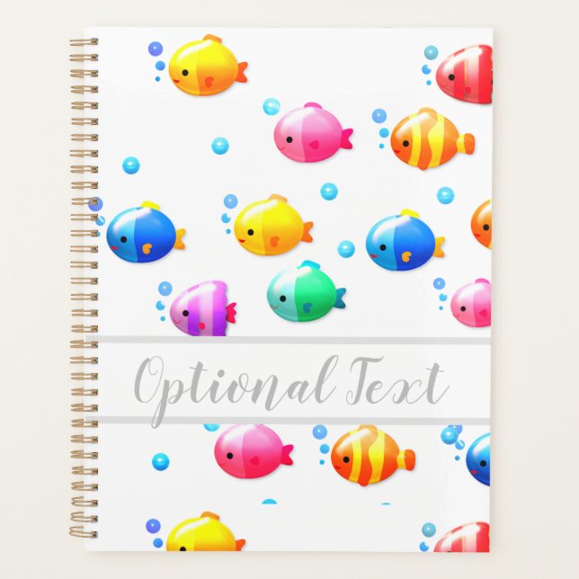 Colourful Happy Fish with Bubbles   Planner (Front)