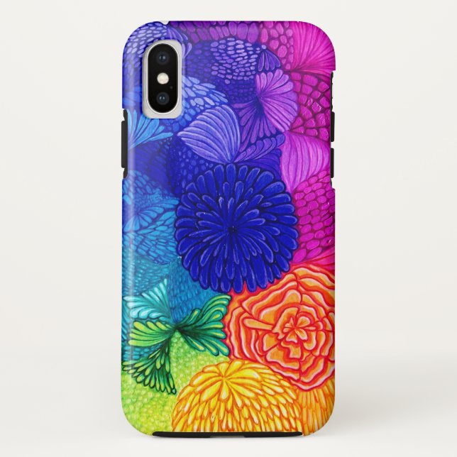 Colourful Happy Floral Rainbow Pattern Case-Mate iPhone Case (Back)