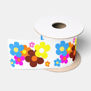 Colourful Happy Flowers Satin Ribbon