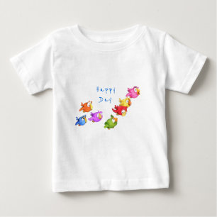 Colourful Happy Flying Birds - Cute Funny Sparrows Baby T-Shirt