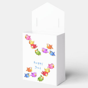 Colourful Happy Flying Birds - Cute Funny Sparrows Favour Box