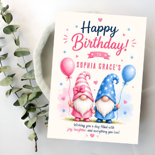 Colourful Happy Gnomes Birthday Card