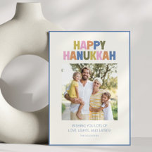 Colourful Happy Hanukkah Family Photo Typography