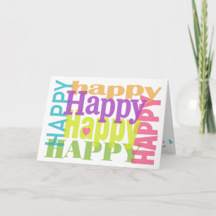 Colourful Happy Happy Birthday Typography  Card