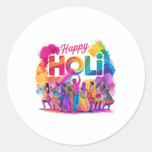 Colourful Happy Holi Festival Celebration India Pa Classic Round Sticker