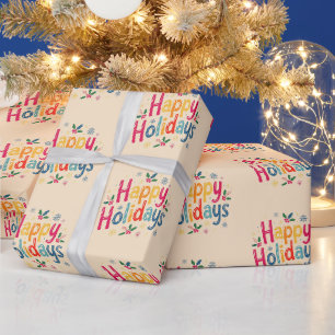 Colourful Happy Holidays  Christmas Wrapping Paper
