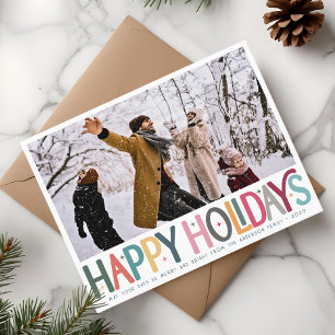 Colourful Happy Holidays Cute Retro Stars Photo Holiday Postcard
