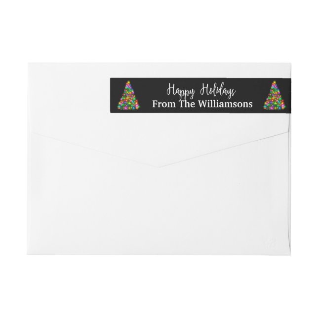 Colourful Happy Holidays Trees Return Address Wrap Around Label (Back)